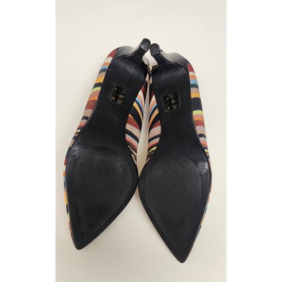 J Renee Vtg Striped Pointed Toe Fabric Upper Pumps Stiletto Heels Shoes 7.5M - Picture 9 of 10